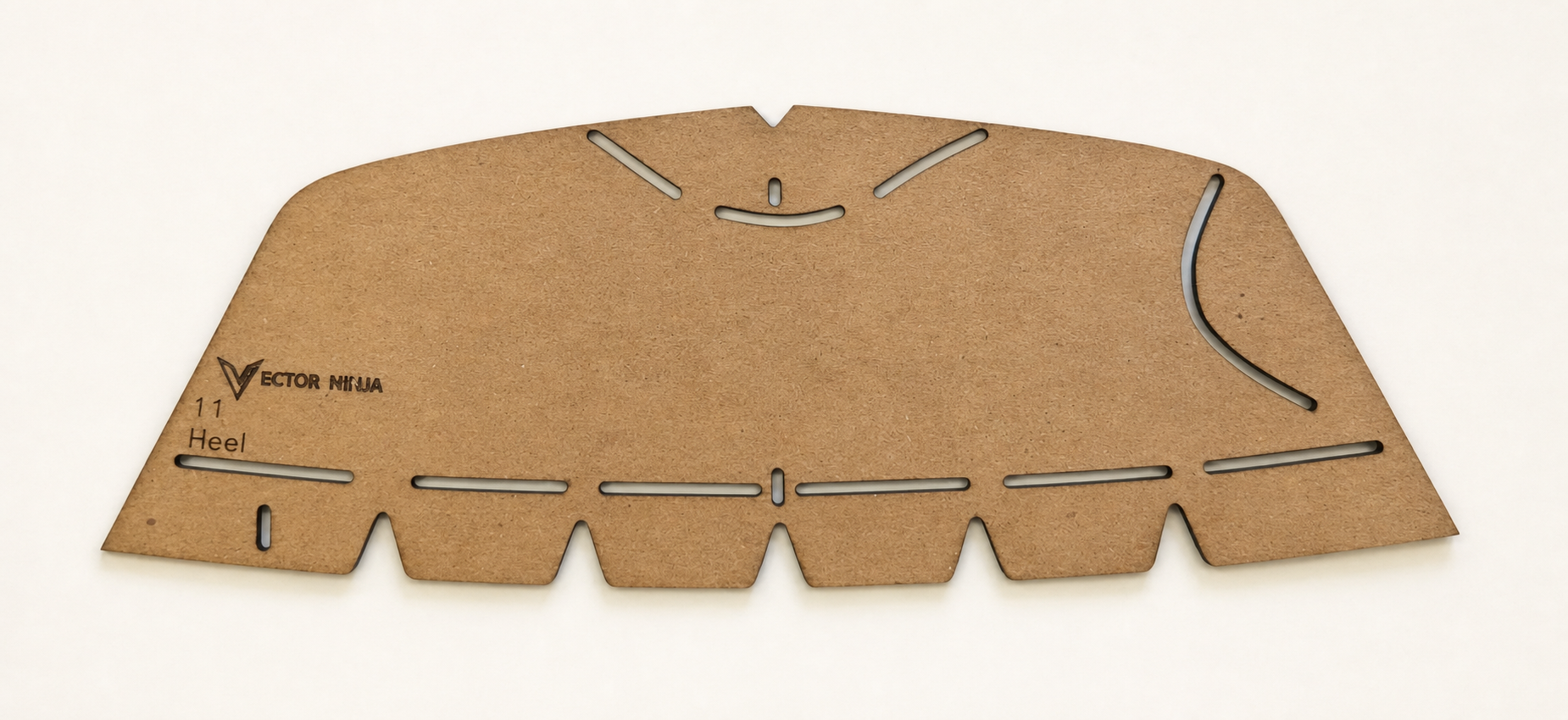 AJ 1 Low TS template component with registration marks, cut marks, printed guide marks, and chipboard texture